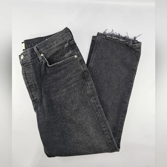 Citizens of Humanity - Jolene High-Rise Straight Jeans Faded Black Distressed 31
